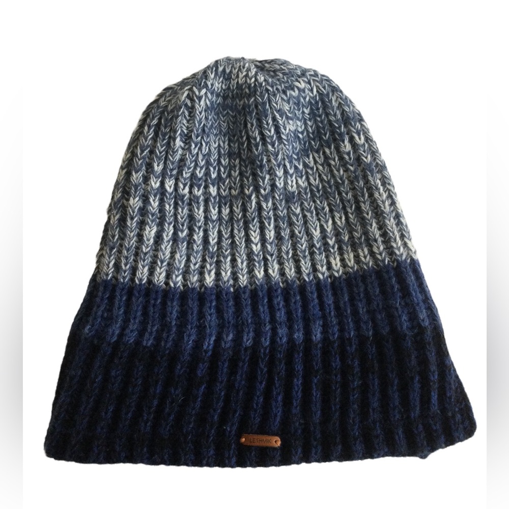 LETHMIK Blue Striped Beanie With Fleece Lining Around Ears Unisex